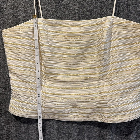 JS collections formal, twinset top and jacket, ivory Gold metallic stripe Sz 16 - Picture 10 of 16